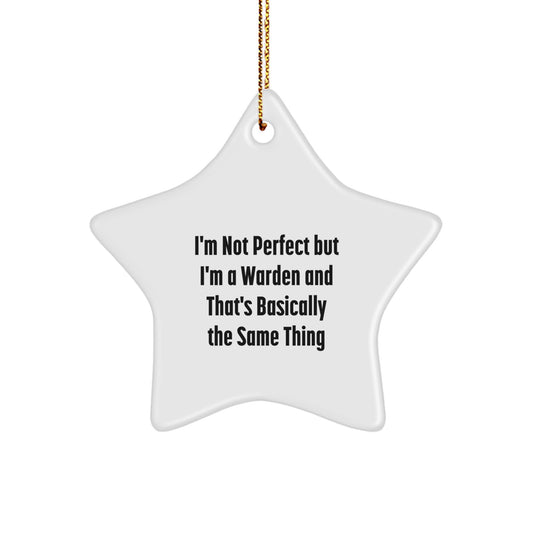 Funny Warden Star Ornament Gifts from Family to Friends - White Star Shaped Decoration for Christmas Unique Gifts - Image 1