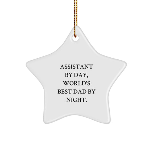 Funny Assistant Gifts for Men by Day, World's Best Dad Star Ornament by Night, Christmas Unique Gifts from Men - Image 1