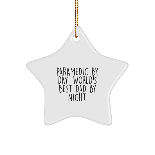 Rescue Worker Gifts from Dad - Funny Star Ornament for Rescue Worker by Day, World's Best Dad By Night - Unique Christmas Unique Gifts for Men - Image 1