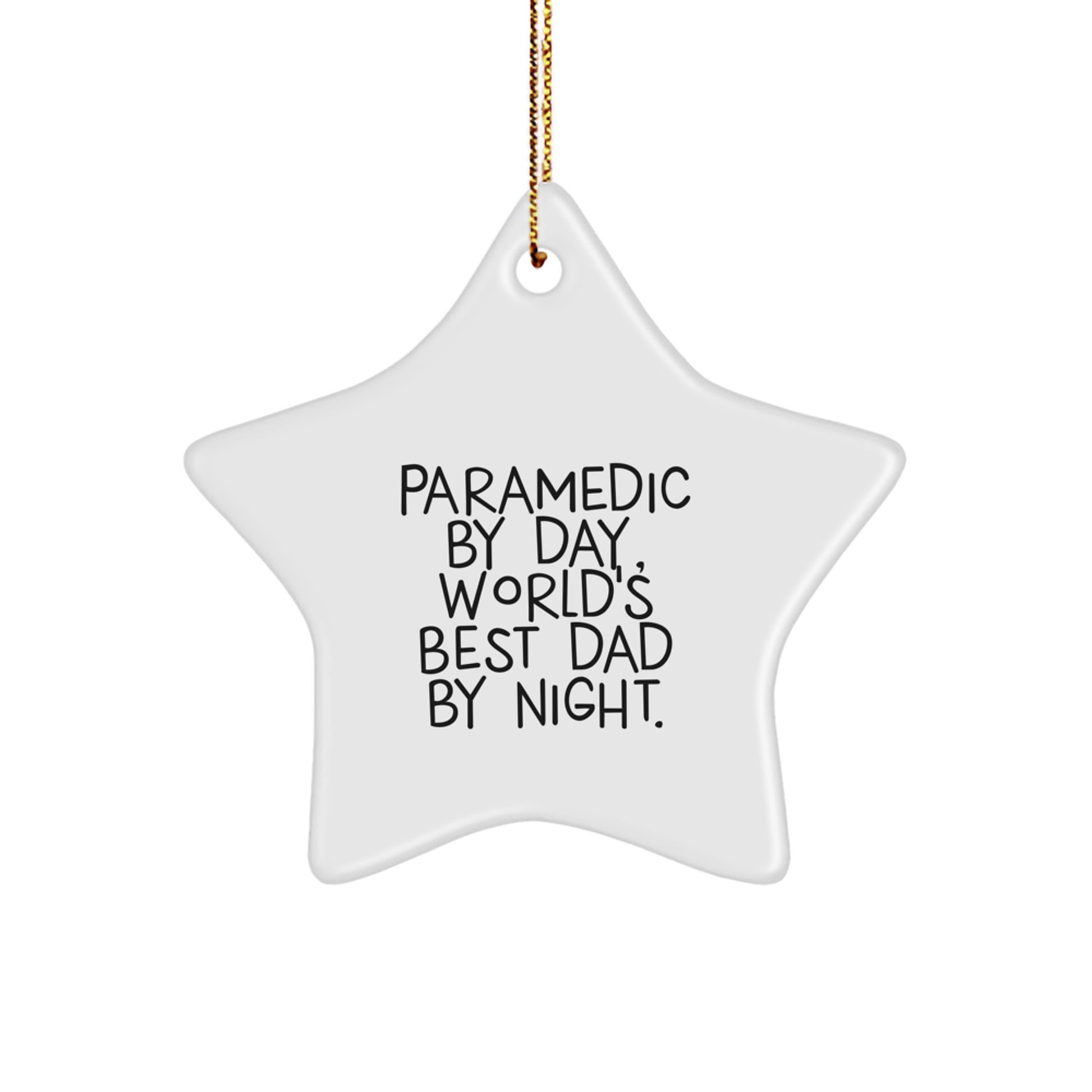 Rescue Worker Star Ornament, Funny Gifts from Dad to Men, 'Rescue Worker By Day, World's Best Dad By Night.' for Christmas - Image 1