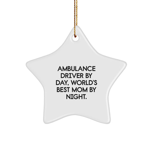 Funny Ambulance Driver Gifts from Mom, Ambulance Driver Star Ornament for Ambulance Driver, Christmas Unique Gifts - Image 1