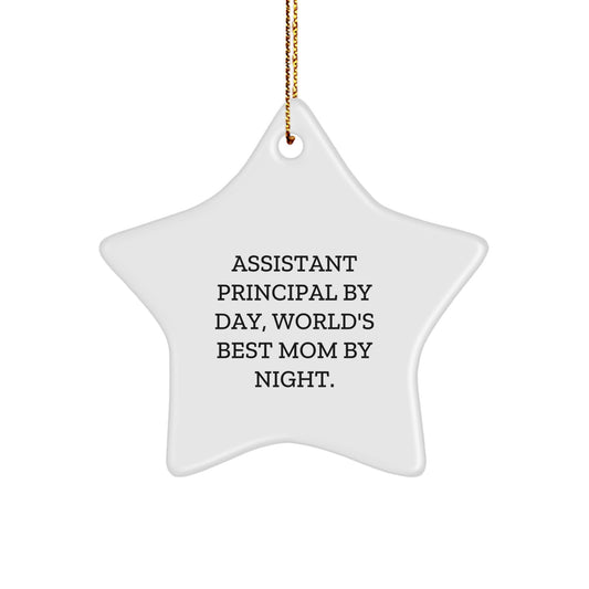 Funny Assistant Principal Gifts from Men - Star Ornament for Assistant Principals By Day, World's Best Mom By Night - Christmas Unique Gifts - Image 1