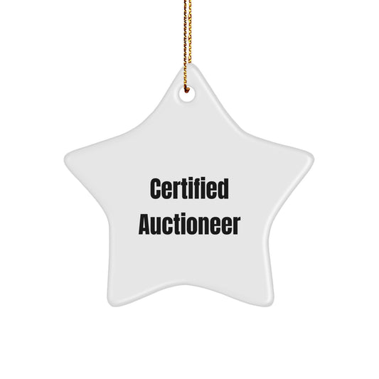 Funny Certified Auctioneer Gifts from Friends for Christmas Unique Auctioneer Star Ornament, Star Shaped White Auctioneer Decorations, Gift for Auctioneer, Men, Women, or Family - Image 1