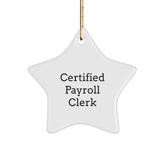 Funny Payroll Clerk Gifts from Friends, Christmas Unique Star Ornaments for Payroll Clerks, Certified Payroll Clerk Quote Star Decoration - Image 1
