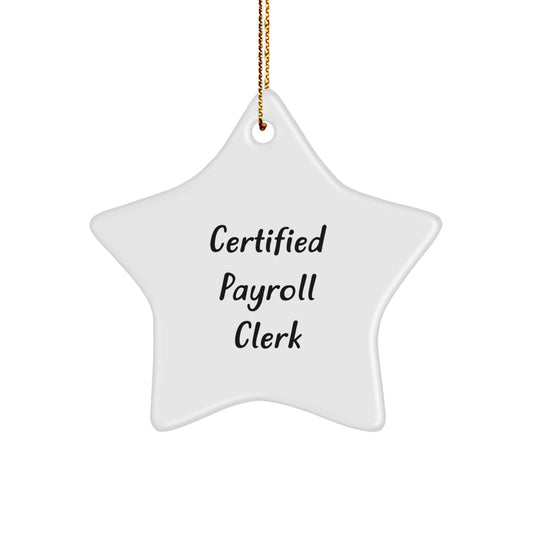 Funny Quote Gifts for Payroll Clerk, Certified Payroll Clerk Star Ornament, Christmas Unique Gifts from Family, Friends, Coworkers, Unique Payroll Clerk Star Ornament for Office Decor - Image 1