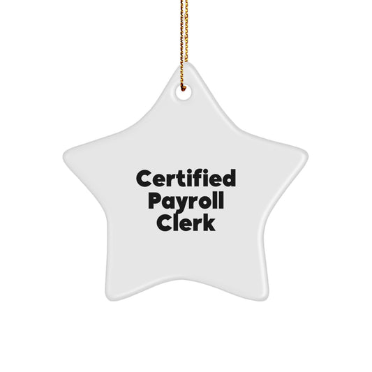 Funny Quotes for Payroll Clerk Gifts from Family, Star Ornament, Certified Payroll Clerk Christmas Unique Decorations, Gifts for Men, Women, Coworkers, Friends - Image 1