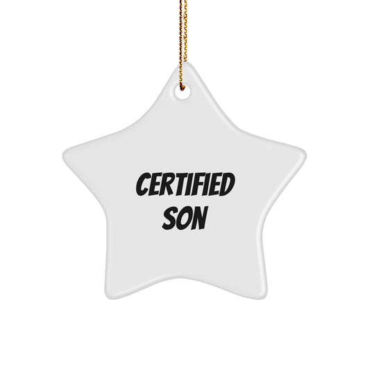Funny Certified Son Gifts for Men, Unique Star Ornament with Inspirational Quote, Ideal Gifts from Friends, Family, or Coworkers for Christmas - Image 1