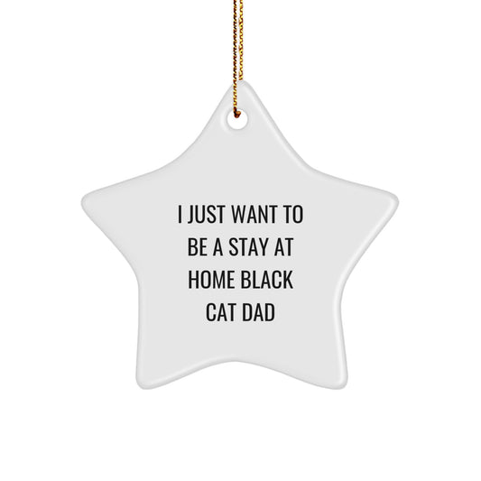 Funny Black Cat Star Ornament Gifts from Men to Stay at Home Black Cat Dads, Unique Christmas Decorations for Black Cats, Quote 'I Just Want To Be A Stay At Home Black Cat Dad' - Image 1