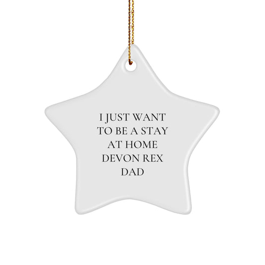 Funny Devon Rex Cat Gifts for Stay at Home Dads, Christmas Unique Star Ornaments for Devon Rex Cat Lovers - Image 1