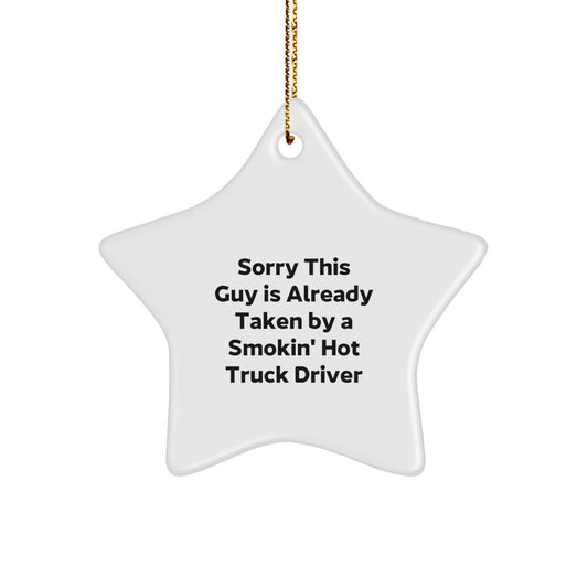 Funny Truck Driver Christmas Unique Gifts from Friends - Smokin' Hot Truck Driver Star Ornament, Ideal for Men, Coworkers, Family - Image 1