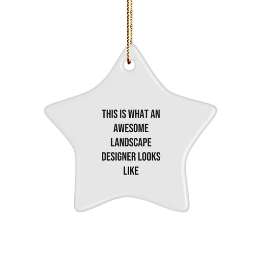 Funny Quote Landscape Designer Gifts from Friends for Christmas Unique Star Ornament, This Is What An Awesome Landscape Designer Looks Like, 3.25\ - Image 1