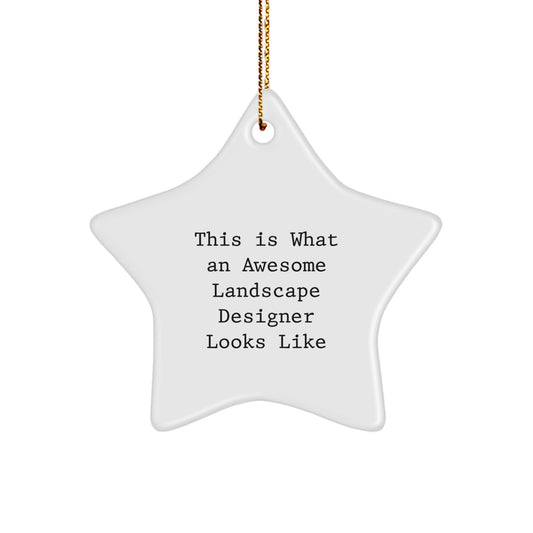 Funny Landscape Designer Gifts, Star Ornaments for Christmas, Presents from Friends for the Best Landscape Designer Ever - 'This Is What An Awesome Landscape Designer Looks Like' Star Ornament - Image 1