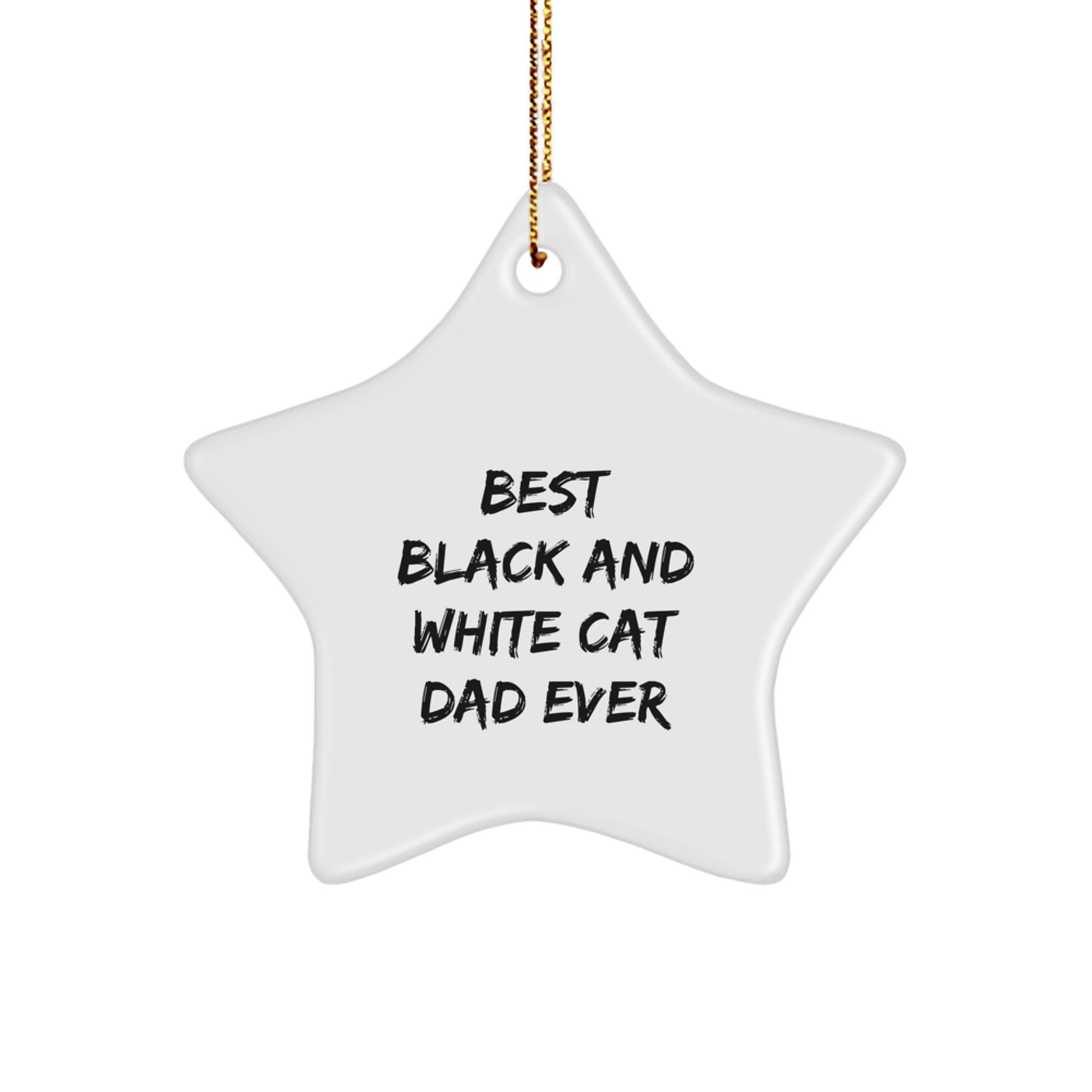Funny Black and White Cat Dad Gifts for Christmas - Star Ornament for Best Black And White Cat Dad Ever, Unique Holiday Gift for Men, Women, Friends, and Family - Image 1