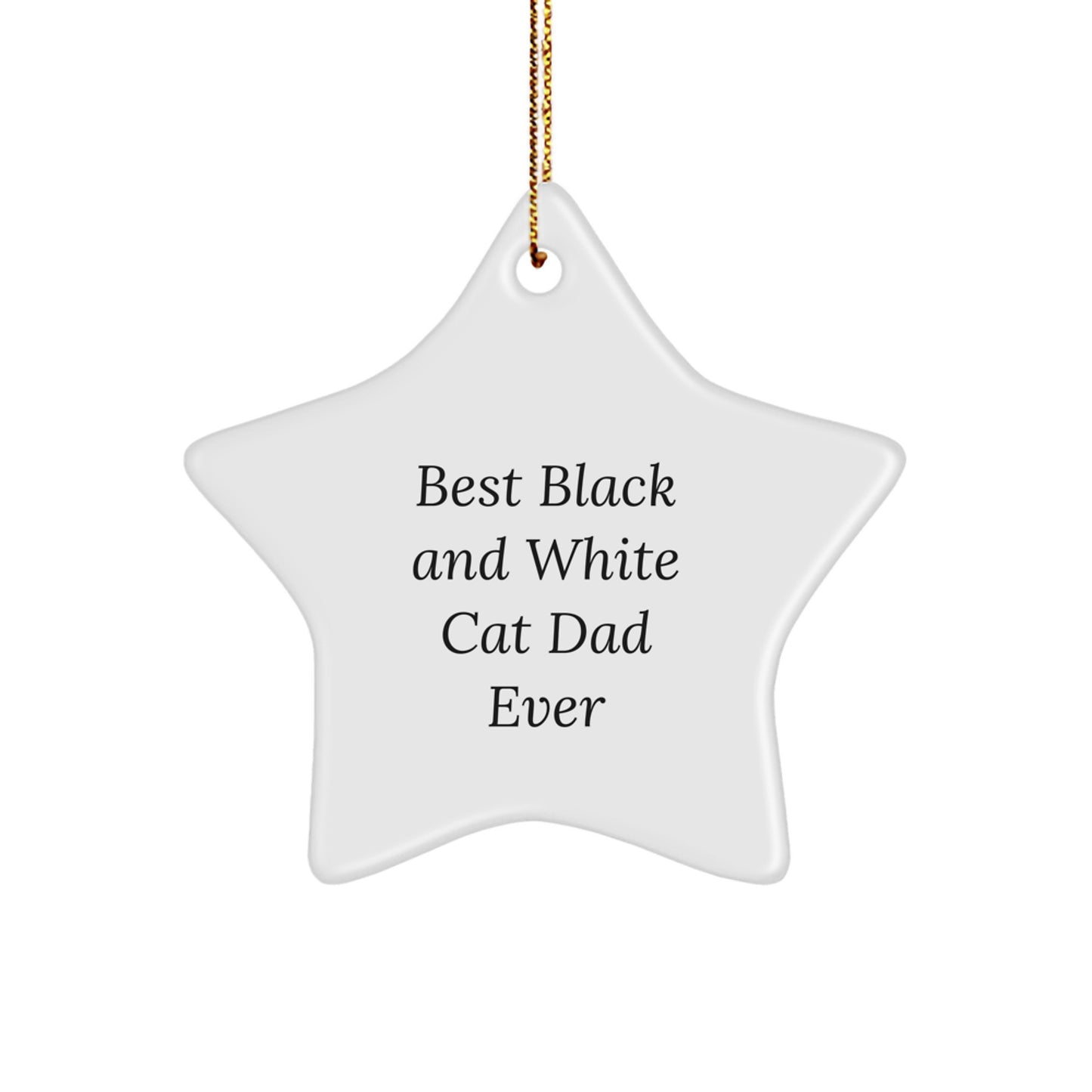 Funny Black and White Cat Dad Gifts, Best Black And White Cat Star Ornament Ever, Christmas Unique Gifts from Men to Friends - Image 1