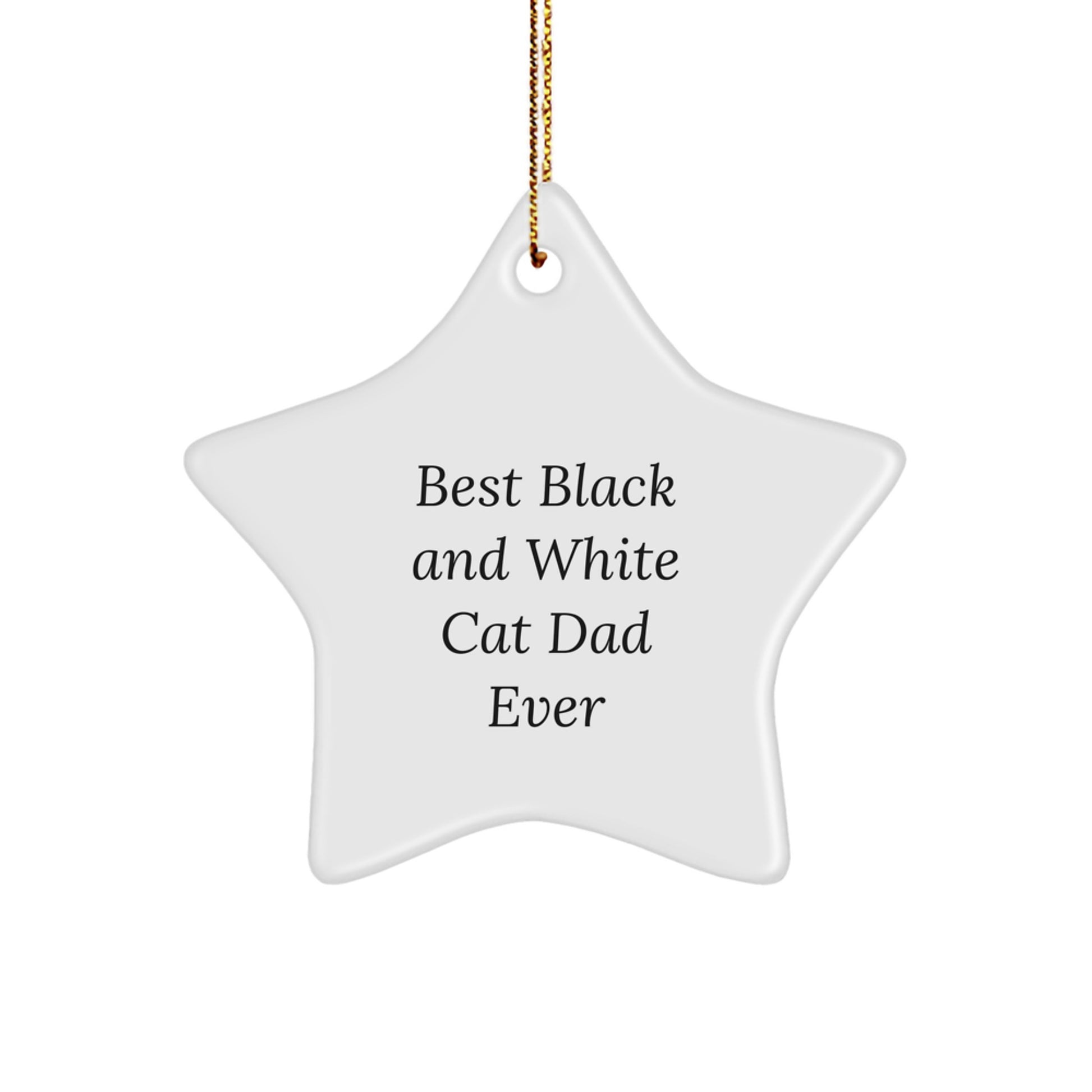 Funny Black and White Cat Dad Gifts, Best Black And White Cat Star Ornament Ever, Christmas Unique Gifts from Men to Friends - Image 1