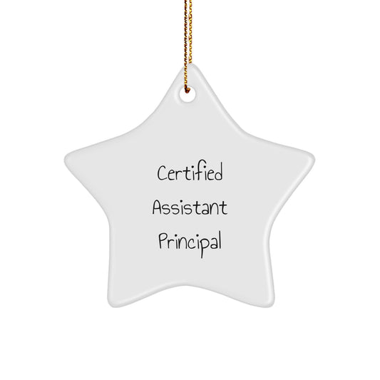 Gifts from Friends, Funny Certified Assistant Principal Star Ornament, Perfect Christmas Unique Gift for Assistant Principals, White Star Shaped Decoration - Image 1