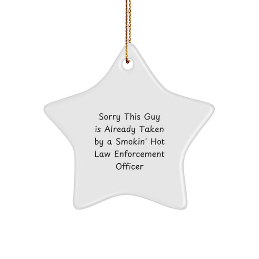 Funny Law Enforcement Officer Gifts for Men from Friends - A Smokin' Hot Star Ornament for Christmas Unique Gifts - Image 1