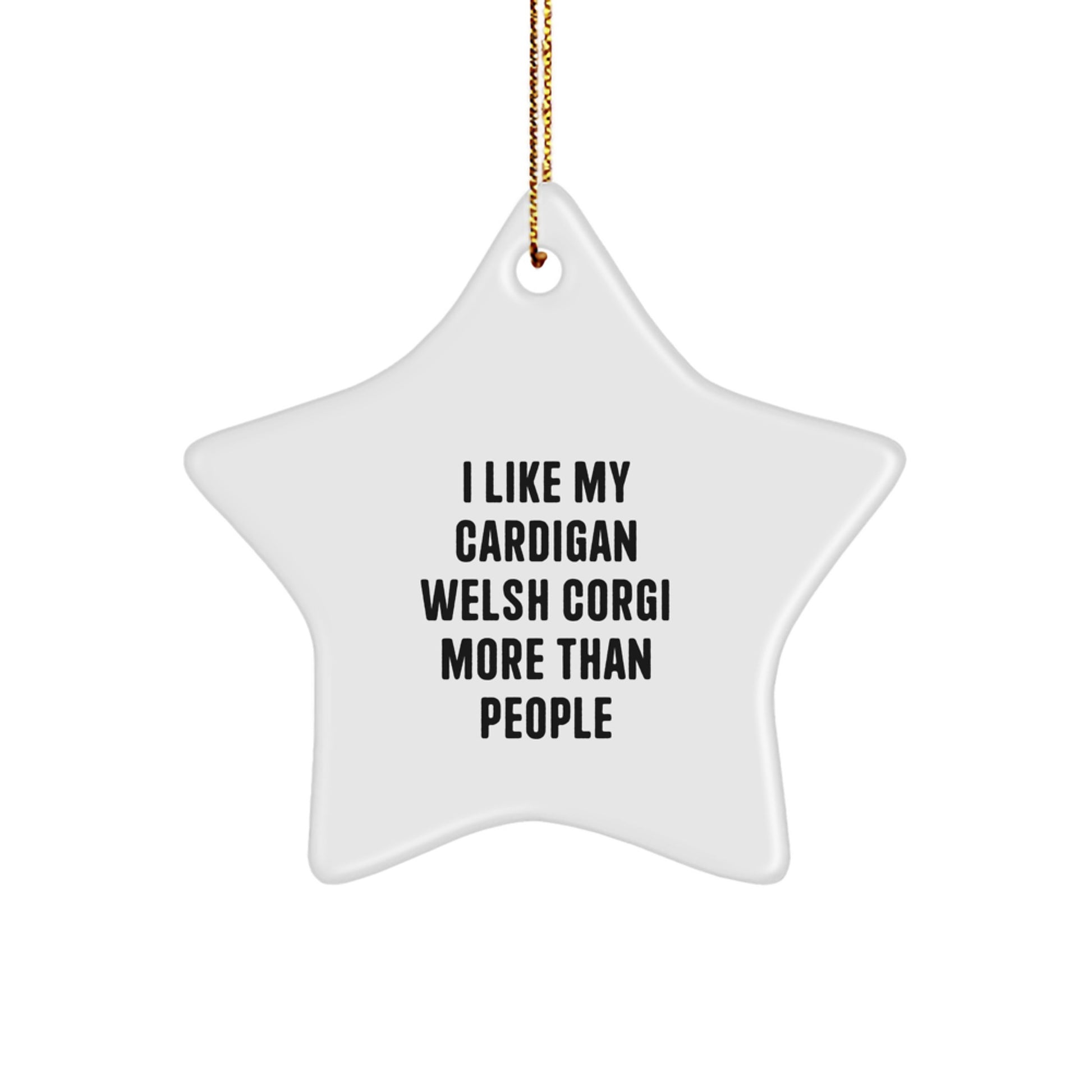 Funny Cardigan Welsh Corgi Dog Lover Gifts from Friends, Gifts for Men, Women, Coworkers, Family - I Like My Cardigan Welsh Corgi More Than People Star Ornament, Christmas Unique Present - Image 1