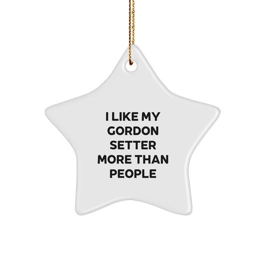 Gordon Setter Dog Lovers Funny Star Ornament Gifts for Gordon Setter Dog Owners, 'I Like My Gordon Setter More Than People', Christmas Unique Gifts from Friends, Family - Image 1