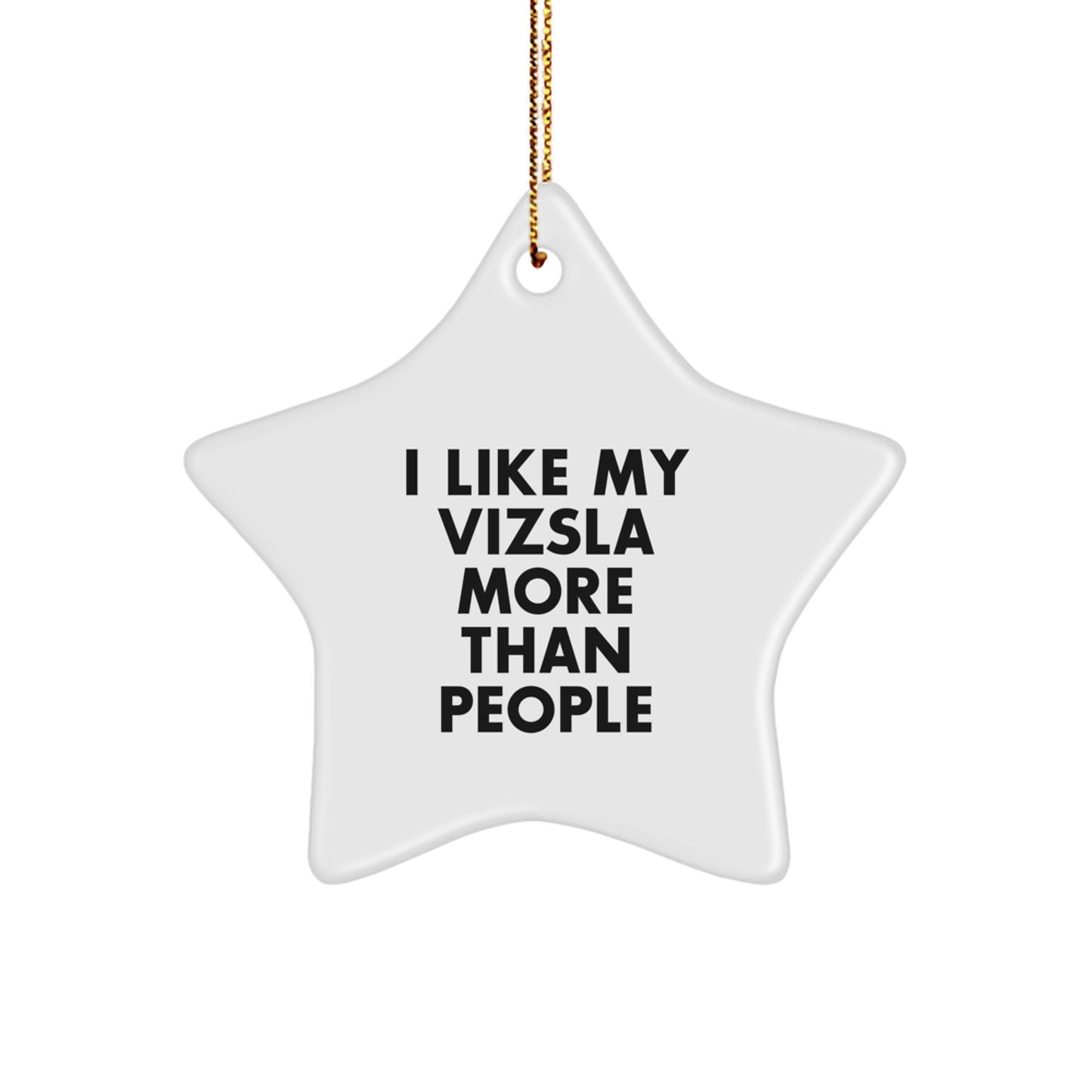 Vizsla Dog Lovers' Funny Gift for Christmas - 'I Like My Vizsla More Than People' Star Ornament Gifts from Friends to Family - Image 1