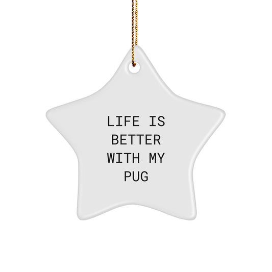 Funny Pug Dog Star Ornament Gifts from Family, Cute Star Shaped Decorations for Christmas Unique Gifts - Image 1
