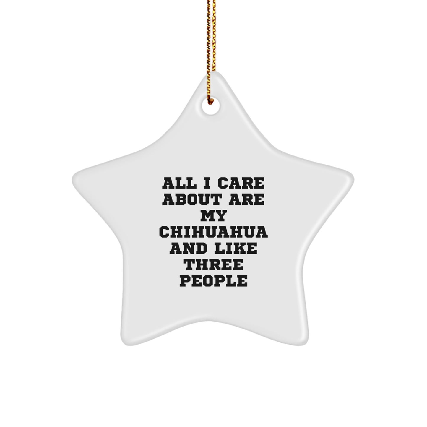 Chihuahua Dog Lover Gifts from Friends and Family - 'All I Care About Are My Chihuahua And Like Three People' Star Ornament, Christmas Unique Gifts - Image 1