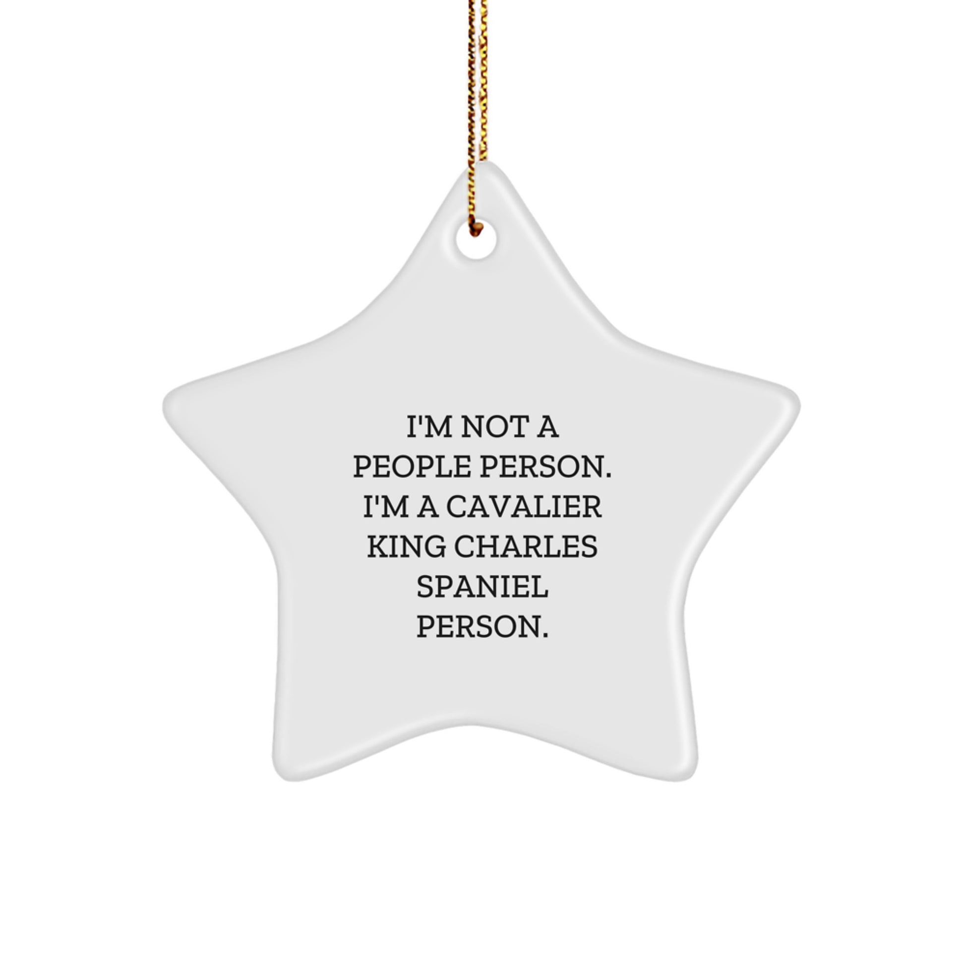 Funny Cavalier King Charles Spaniel Dog Gifts from Friends for Christmas - 'I'm Not A People Person. I'm A Cavalier King Charles Spaniel Person.' Star Ornament - Image 1