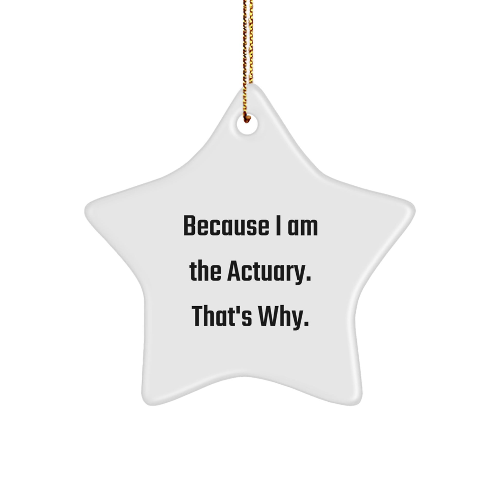 Funny Actuary Gifts, Because I Am The Actuary. That's Why. Star Ornament for Christmas Unique Gifts from Friends and Family - Image 1