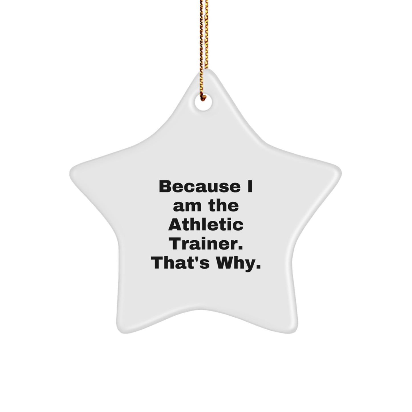 Funny Quote Star Ornament, Gifts from Family to Athletic Trainer, Christmas Unique Gifts for Men or Women, Because I Am The Athletic Trainer. That's Why. - Image 1