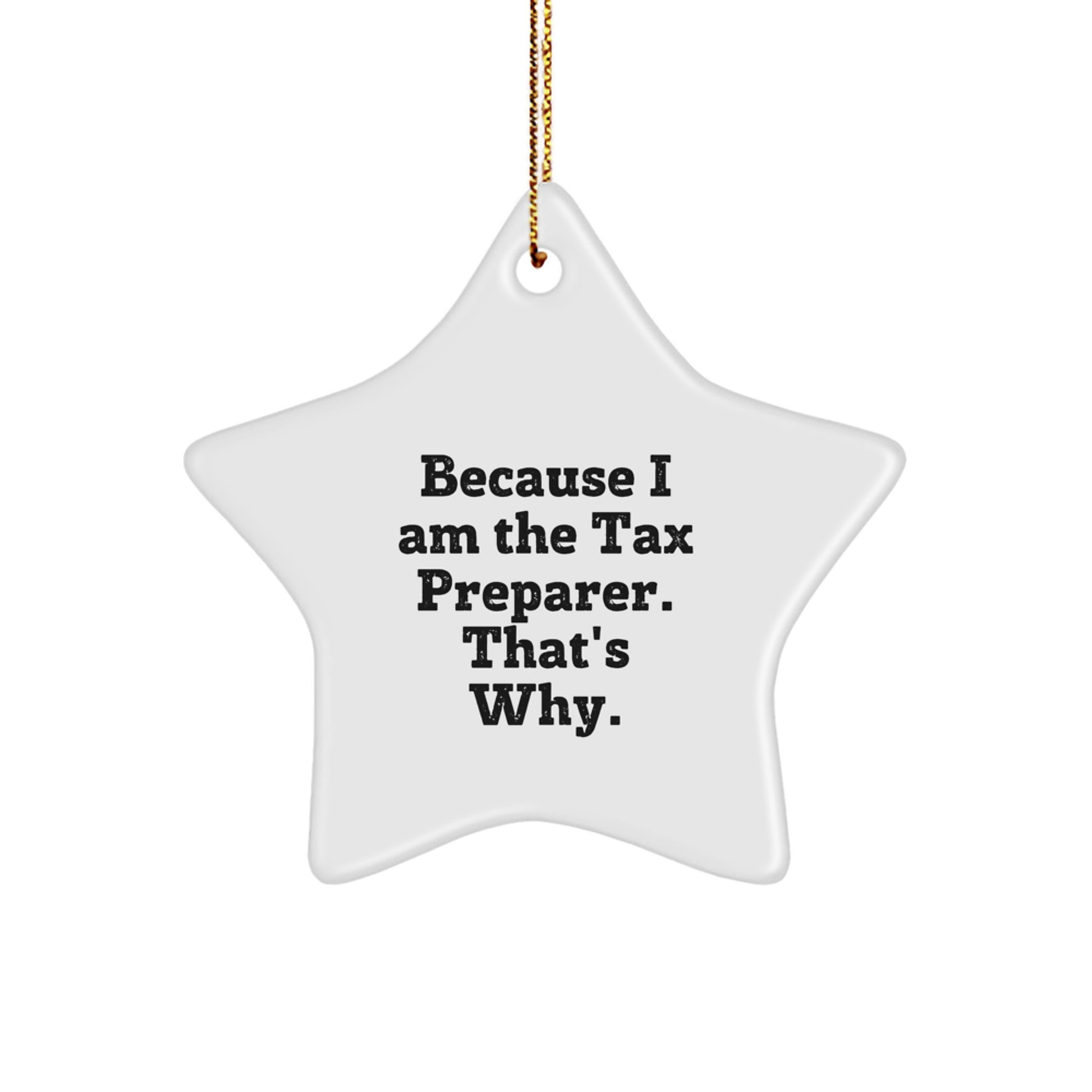 Funny Tax Preparer Gifts from Family - Star Ornament Because I Am The Tax Preparer. That's Why. Christmas Unique Gifts for Tax Pros - Image 1