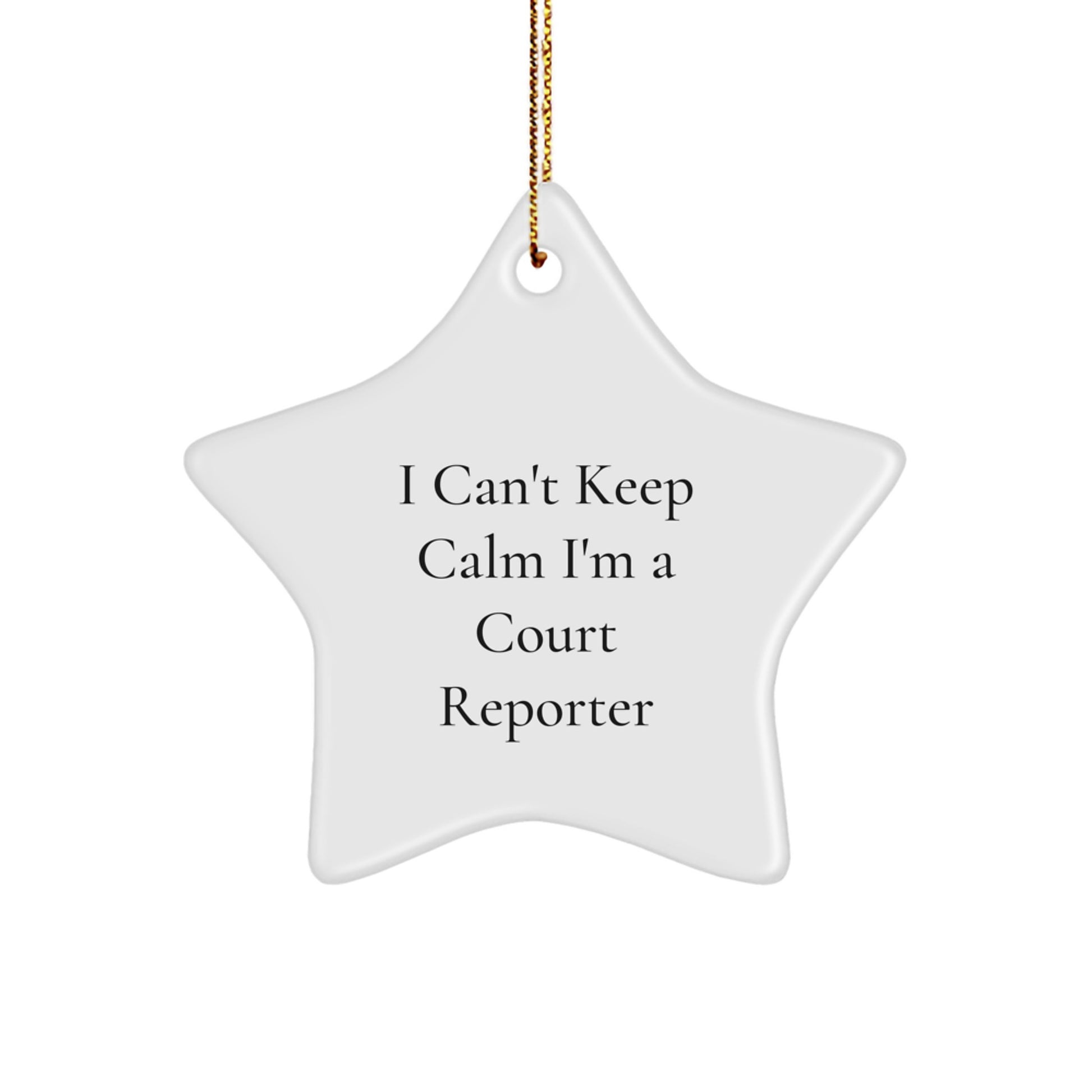 Funny Court Reporter Gifts from Friends - I Can't Keep Calm I'm A Court Reporter Star Ornament for Men, Women, Family, and Coworkers - Christmas Unique Gifts - Image 1