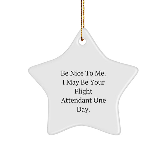 Funny Flight Attendant Gifts from Men, Unique Christmas Star Ornament for Flight Attendant, Be Nice To Me One Day - Image 1
