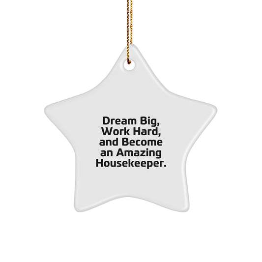 Funny Inspirational Housekeeper Gifts - 'Dream Big, Work Hard, And Become An Amazing Housekeeper' Star Ornament, Gifts from Friends to Housekeeper for Christmas - Image 1