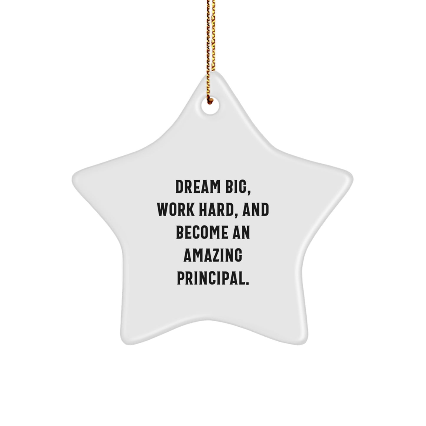 Funny Inspirational Principal Gifts from Family, Gifts for Principal, Christmas Unique Star Ornament, Dream Big, Work Hard, And Become An Amazing Principal. - Image 1