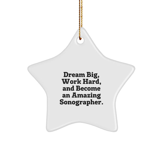 Funny Sonographer Gifts from Friends, Christmas Unique Gifts for Sonographer, Star Ornament with Dream Big, Work Hard, And Become An Amazing Sonographer. - Image 1
