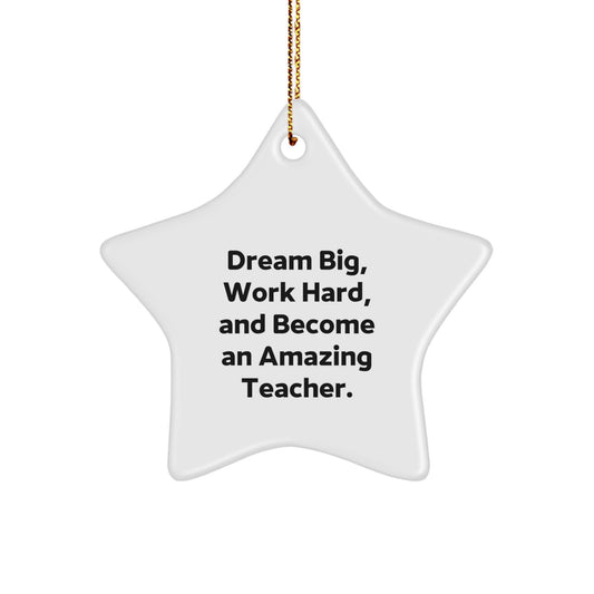 Funny Teacher Star Ornament, Dream Big and Work Hard Inspirational Christmas Unique Gift for Teachers from Friends and Family - Image 1