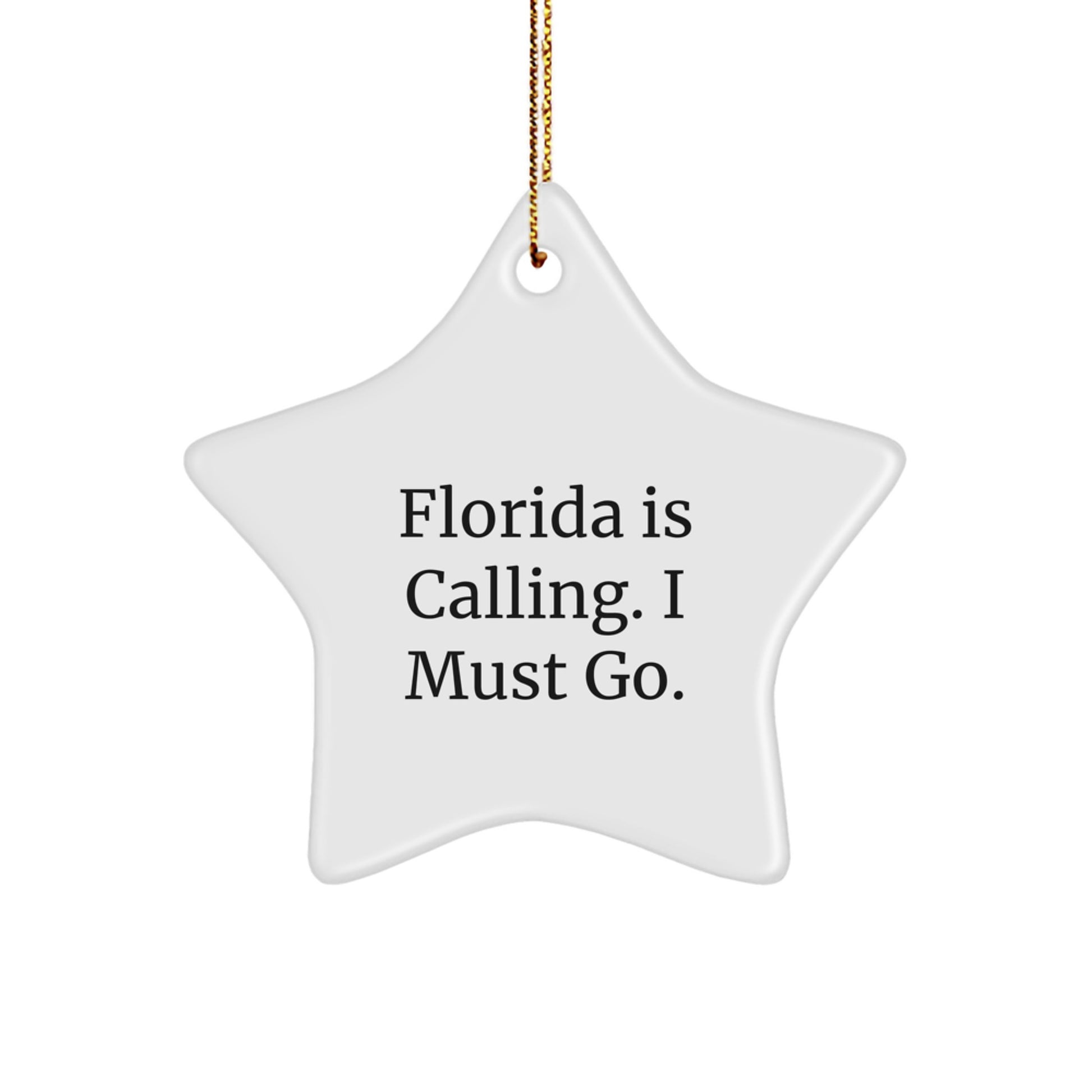 Florida Star Ornament, Funny 'Florida Is Calling. I Must Go.' Quote, Gifts from Friends and Family, Christmas Unique Gifts for Men and Women, Florida Is Calling Gifts - Image 1