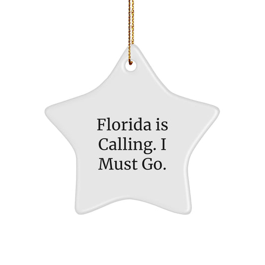 Florida Star Ornament, Funny 'Florida Is Calling. I Must Go.' Quote, Gifts from Friends and Family, Christmas Unique Gifts for Men and Women, Florida Is Calling Gifts - Image 1