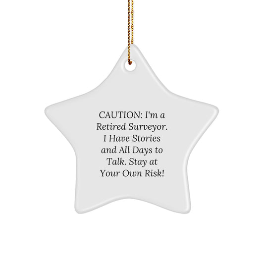 A Funny Surveyor Gift for Christmas, Star Ornament with Gold Cord, Gifts from Friends to Surveyor, Unique Christmas Unique Gifts for Men - Image 1