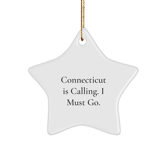 Connecticut Gifts for Men, Women, and Friends - Funny Star Ornament, Gifts from Friends and Family to Connecticut Residents, White Star Shaped Decor - Image 1