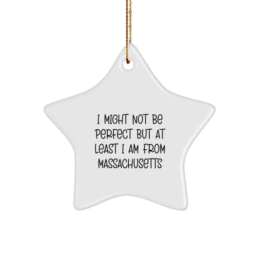 Funny Massachusetts Star Ornament Gifts from Friends and Family for Christmas - Image 1