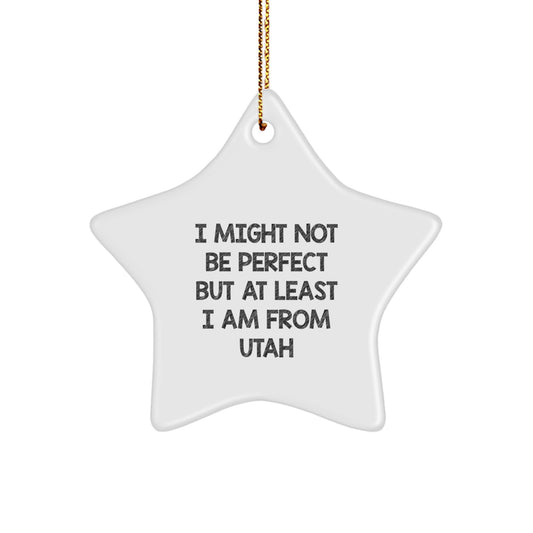 Utah Star Ornament Gifts from Friends and Family - 'I Might Not Be Perfect' Funny Quote, Christmas Unique Treasures - Image 1