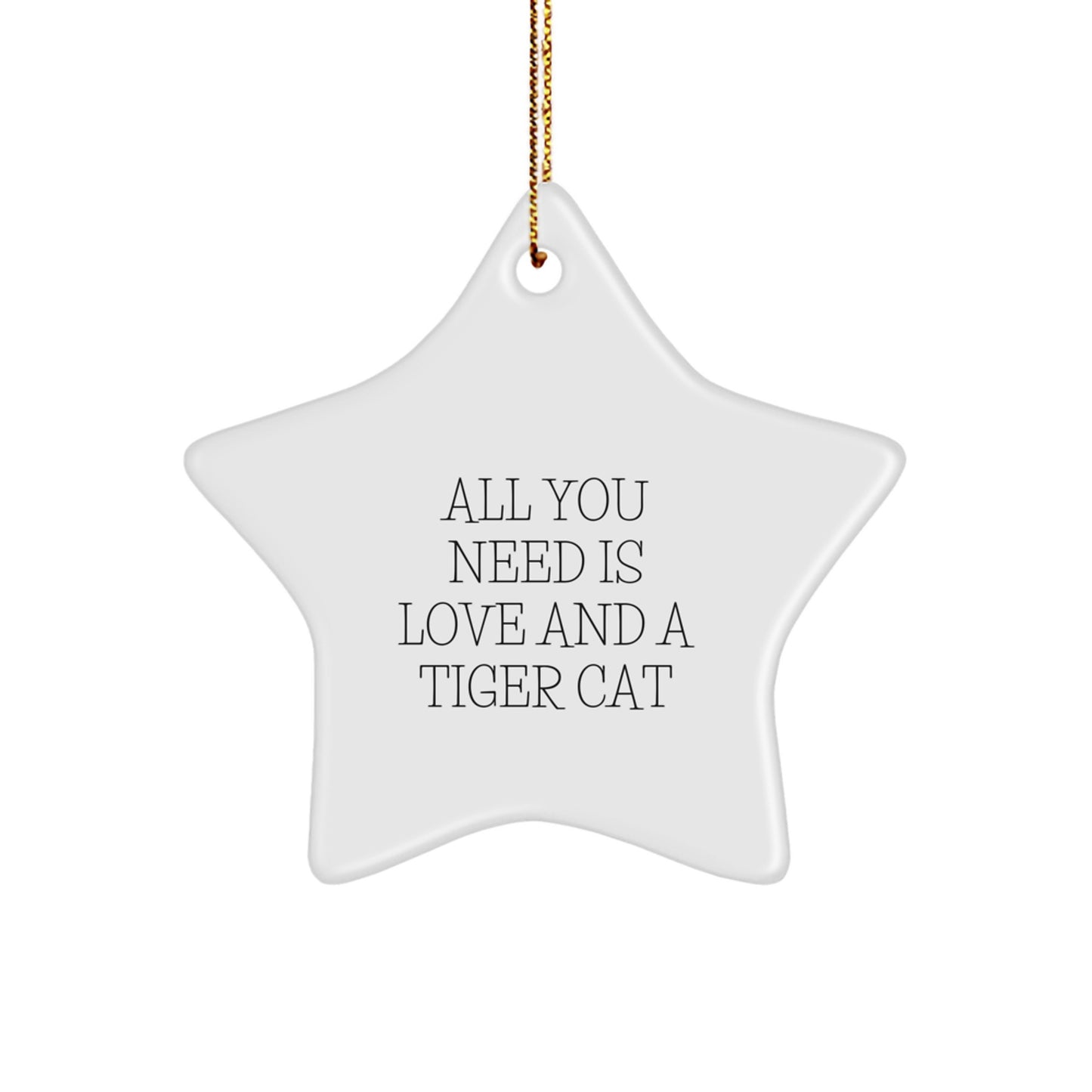 Funny Tiger Cat Star Ornament Gifts from Men to Friends for Christmas - All You Need Is Love And A Tiger Cat - Image 1