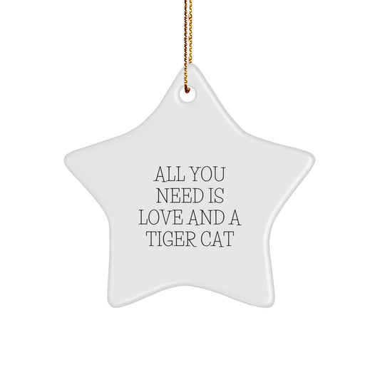 Funny Tiger Cat Star Ornament Gifts from Men to Friends for Christmas - All You Need Is Love And A Tiger Cat - Image 1