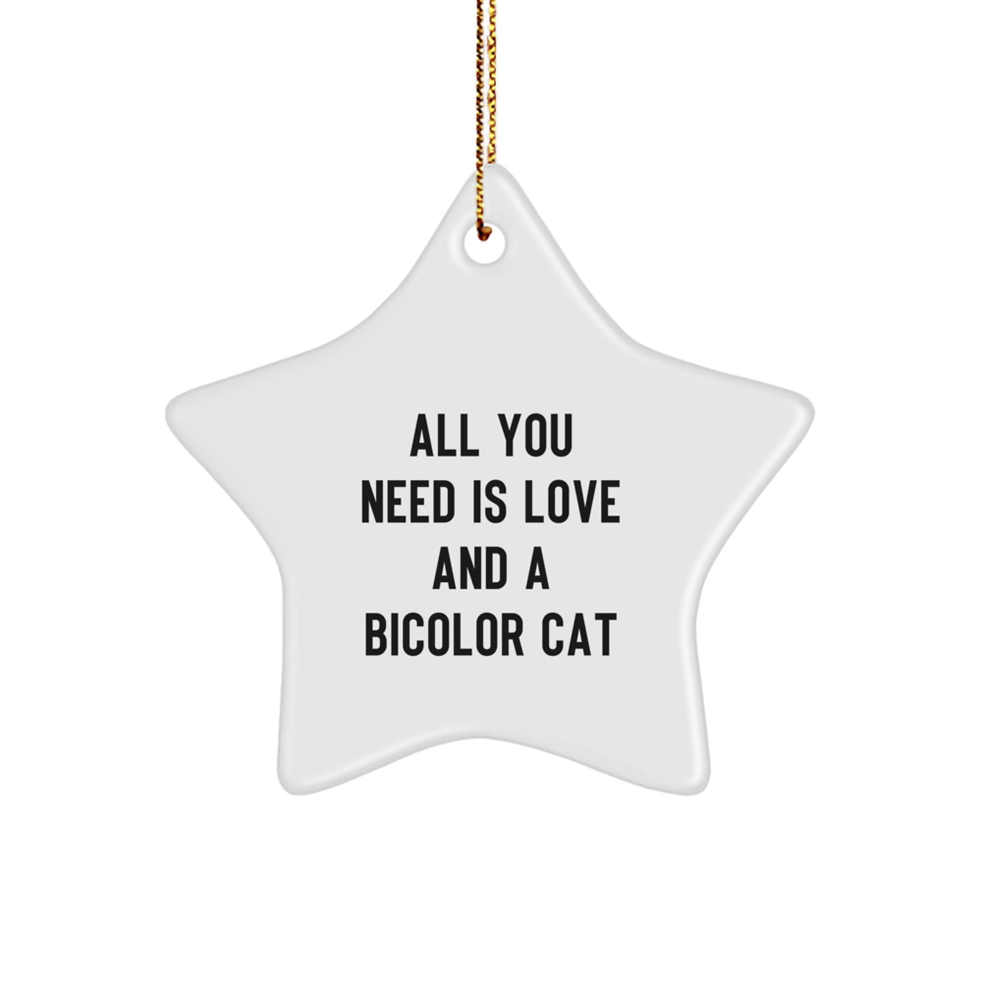 Funny Bicolor Cat Gifts for Christmas - Star Ornament with 'All You Need Is Love And A Bicolor Cat' Quote - Gifts from Family to Friends - Image 1