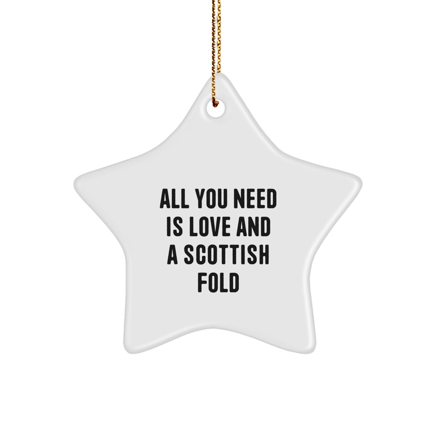 Funny Scottish Fold Cat Gifts for Men - Star Ornament Gifts from Men for Scottish Fold Cat Lovers, 'All You Need Is Love And A Scottish Fold' Christmas Unique - Image 1