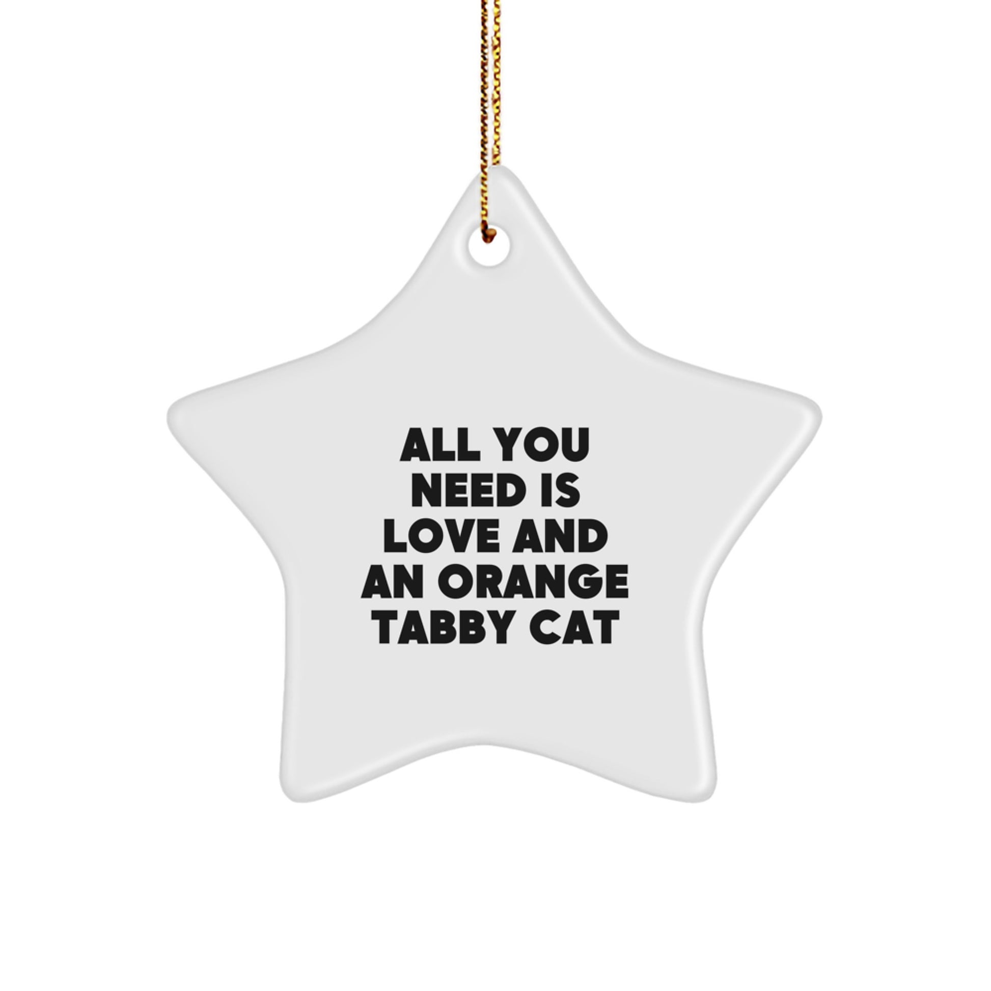 Orange Tabby Cat Christmas Star Ornament Gift from Friends and Family - Inspirational Quote - Star Shaped Decorations - Image 1