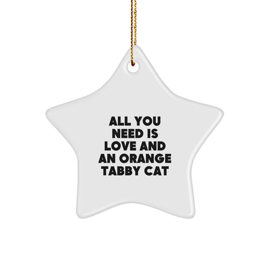 Orange Tabby Cat Christmas Star Ornament Gift from Friends and Family - Inspirational Quote - Star Shaped Decorations - Image 1