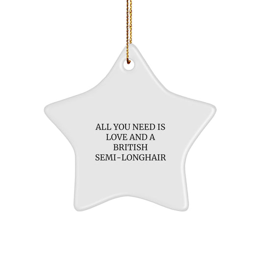 British Semi-Longhair Cat Star Ornament, All You Need Is Love And A British Semi-longhair, Funny Christmas Unique Gifts from Family for British Semi-Longhair Cat - Image 1