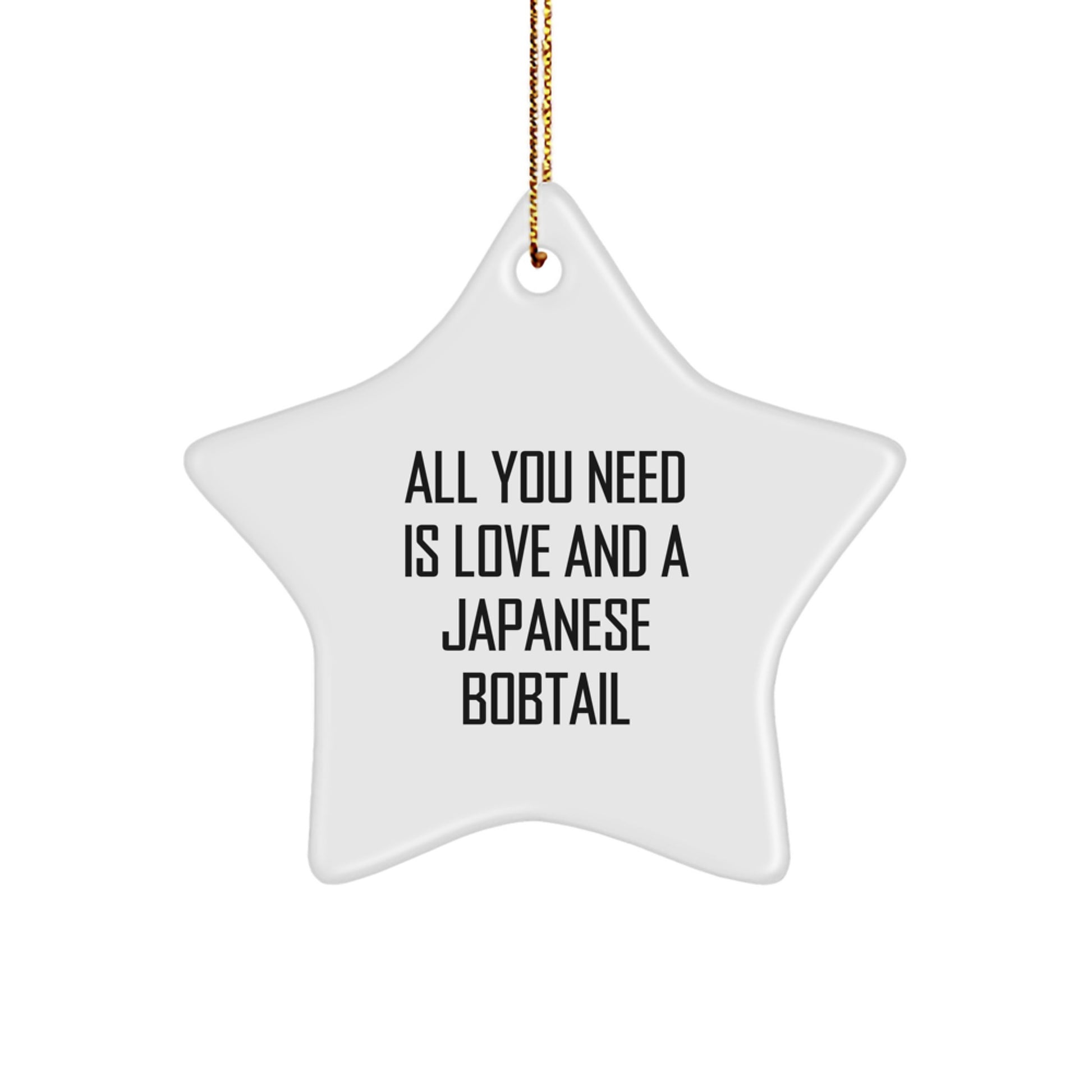 Japanese Bobtail Cat Lover Gifts from Friends, Family, or Coworkers - 'All You Need Is Love' Star Ornament for Men, Women, or Family - Image 1